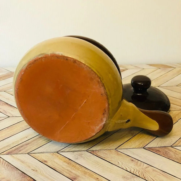 MCM Vintage Brown Stoneware Bean Onion Soup Pot Retro Style - Picture 6 of 8